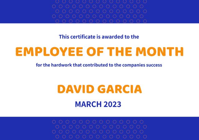 Employee of the Month Certificate Template Blue and Yellow Design - Download Free Stock Videos Pikwizard.com