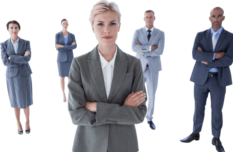 Confident Business Team with Transparent Background