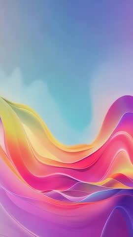 Vertical abstract wave ribbons unfolding across vibrant gradient backdrop, dynamic digital art loop
