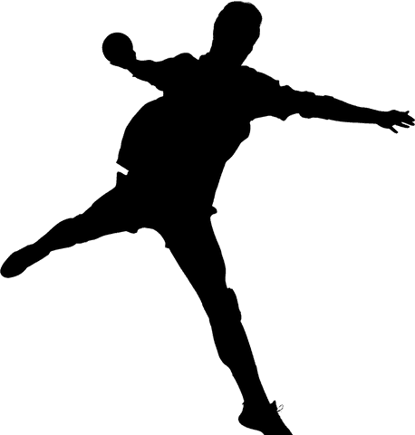 Transparent silhouette of man engaged in dynamic stretching