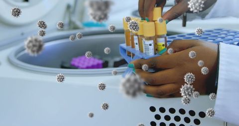 Scientist analyzing covid-19 samples in laboratory