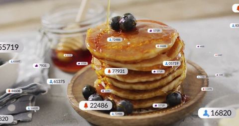 Pancakes with Syrup and Berries in Social Media Design