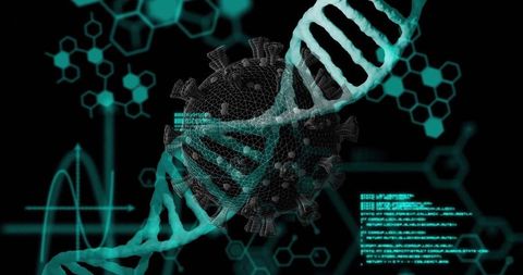 Futuristic Virus DNA Intersection with Digital Interface