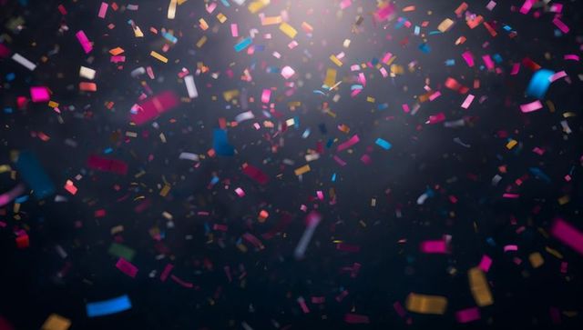 Vibrant Multicolored Confetti Floating in Dynamic Celebration