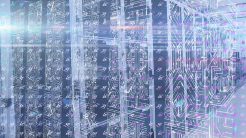 Digital Data Flow in Futuristic Server Room