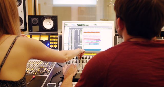 Audio Technicians Collaborating in Recording Studio - Download Free Stock Images Pikwizard.com