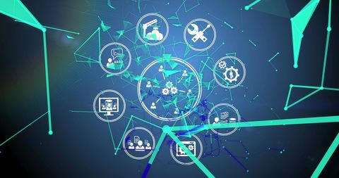 network of digital connections with business icons - Download Free Stock Images Pikwizard.com