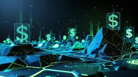 Futuristic Financial Network with Digital Dollar Symbols