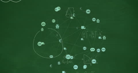 Digital Network Connections on Chalkboard Background