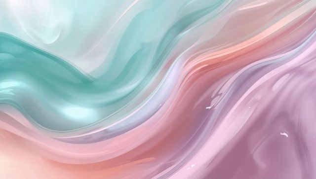 Pearlescent pastel waves glossy ribbons abstract gradient with iridescent flowing motion