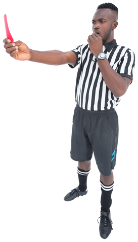 Transparent Background Referee Holding Red Card Standing