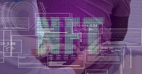 Team Collaborating Over Project with Digital Data Overlays