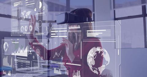 businesswoman using vr for data visualization in modern office - Download Free Stock Images Pikwizard.com