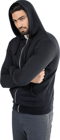 Man in Black Hoodie Posing with Arms Crossed Transparent Background