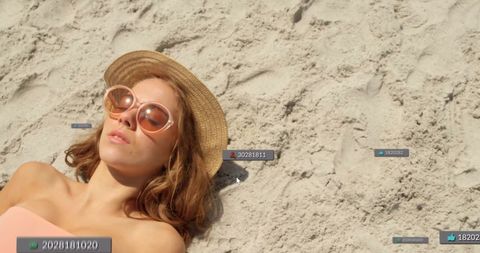 Digital Detox: Sunbathing Woman with Social Media Pop-Ups - Download Free Stock Images Pikwizard.com