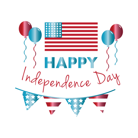 Happy independence day design with flags on transparent background