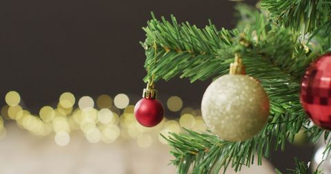 Festive Christmas Tree Baubles with Twinkling Lights - Download Free Stock Images Pikwizard.com