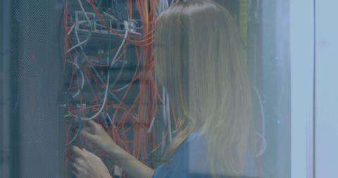 IT Technician Organizing Network Cables in Modern Server Room - Download Free Stock Images Pikwizard.com