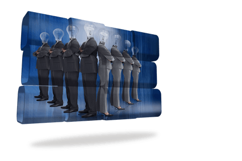 Transparent business team concept with light bulb heads