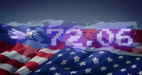 Digital projection over taiwan and usa flags with world map