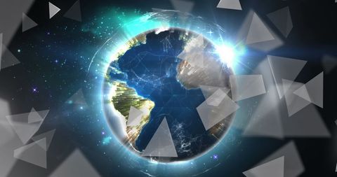 Glowing Digital Globe with Abstract Triangular Elements - Download Free Stock Images Pikwizard.com