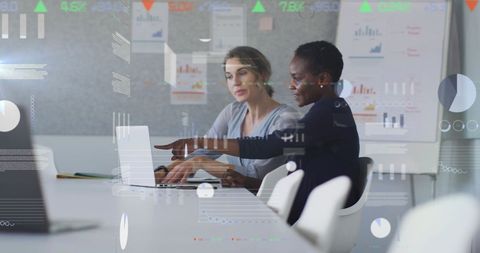 Digital Data Analysis with Diverse Colleagues Using Laptop in Modern Office - Download Free Stock Images Pikwizard.com