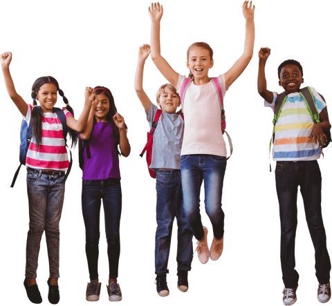 joyful transparent image of happy school children jumping - Download Free Stock Videos Pikwizard.com