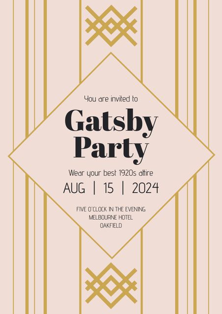 Gatsby Theme Party Invitation With Art Deco Design - Download Free Stock Videos Pikwizard.com
