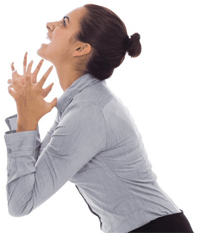 Stressed Businesswoman Screaming on Transparent Background