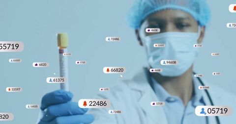 Lab Technician Analyzing Diagnostic Alerts and Test Tube Results