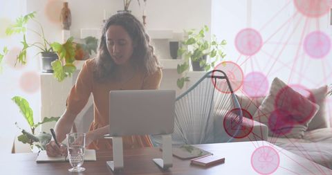 Woman Engaging with Digital Social Media from Home