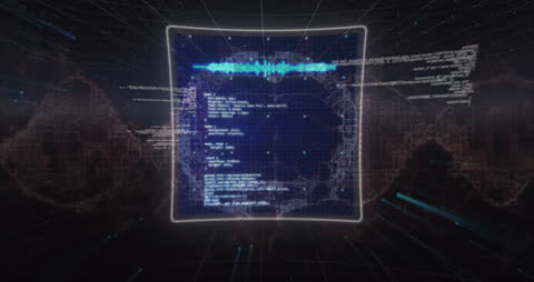 Futuristic Data Processing Visualization with Code Matrix