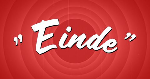 Retro Style Einde Sign on Red Textured Background
