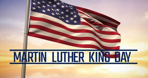 American Flag Flying at Sunset Honoring Martin Luther King Day - Download Free Stock Images Pikwizard.com