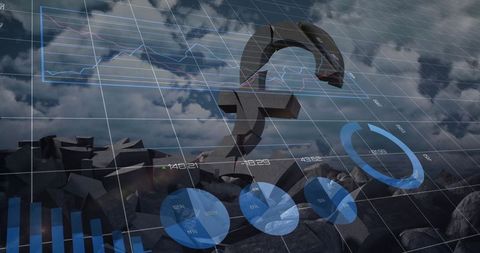 Pound Sterling Symbol with Financial Charts in Digital Interface