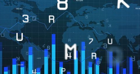 Global Financial Data Analysis with World Map and Bar Graphs - Download Free Stock Images Pikwizard.com
