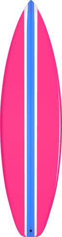 Top View of Transparent Pink and Blue Surfboard