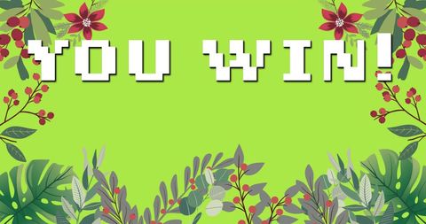 You Win Celebration with Floral Frame on Vibrant Background - Download Free Stock Images Pikwizard.com