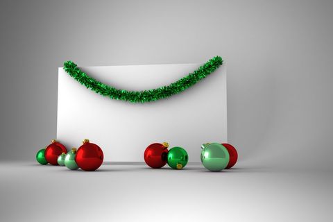 Blank Poster with Christmas Ornaments and Garland