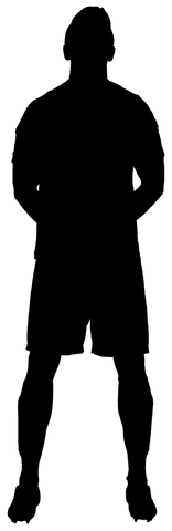 Silhouette of male footballer on transparent background