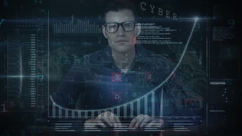 Businessman Analyzing Financial Data with Virtual Interface