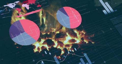 Futuristic data analytics with fire and graphs concept