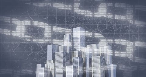 Futuristic Digital Cityscape With Binary Code Connections - Download Free Stock Images Pikwizard.com
