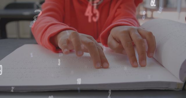 Child Learning Braille at School with Floating Numbers and Letters - Download Free Stock Images Pikwizard.com