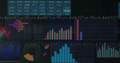 Financial Data Processing Over Digital Interface and Graphs - Download Free Stock Images Pikwizard.com