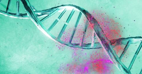 Digital DNA Strand with Light Effects on Blue Background - Download Free Stock Images Pikwizard.com