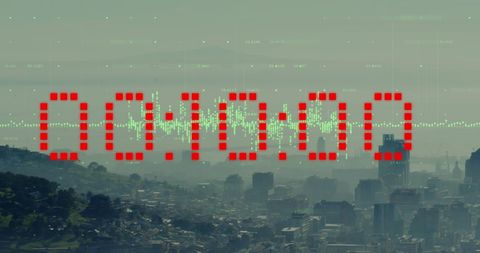 Digital Timer Overlay on Urban Cityscape with Data Concept - Download Free Stock Images Pikwizard.com