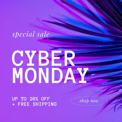 cyber monday sale with tropical neon decor - Download Free Stock Templates Pikwizard.com