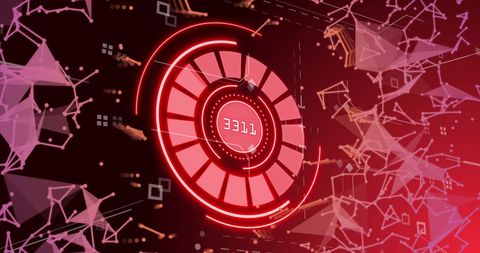 Futuristic digital counter with geometric network connections