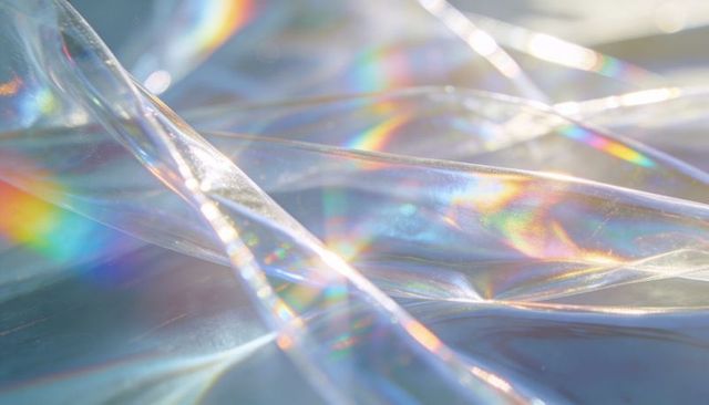 Iridescent cellophane refraction pastel rainbow light glossy translucent texture